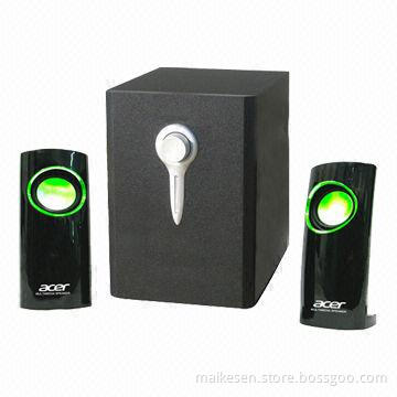 High Glossy 2.1-ch Wooden Speakers with USB, MMC and FM Radio Function, 20 to 40Hz Frequency